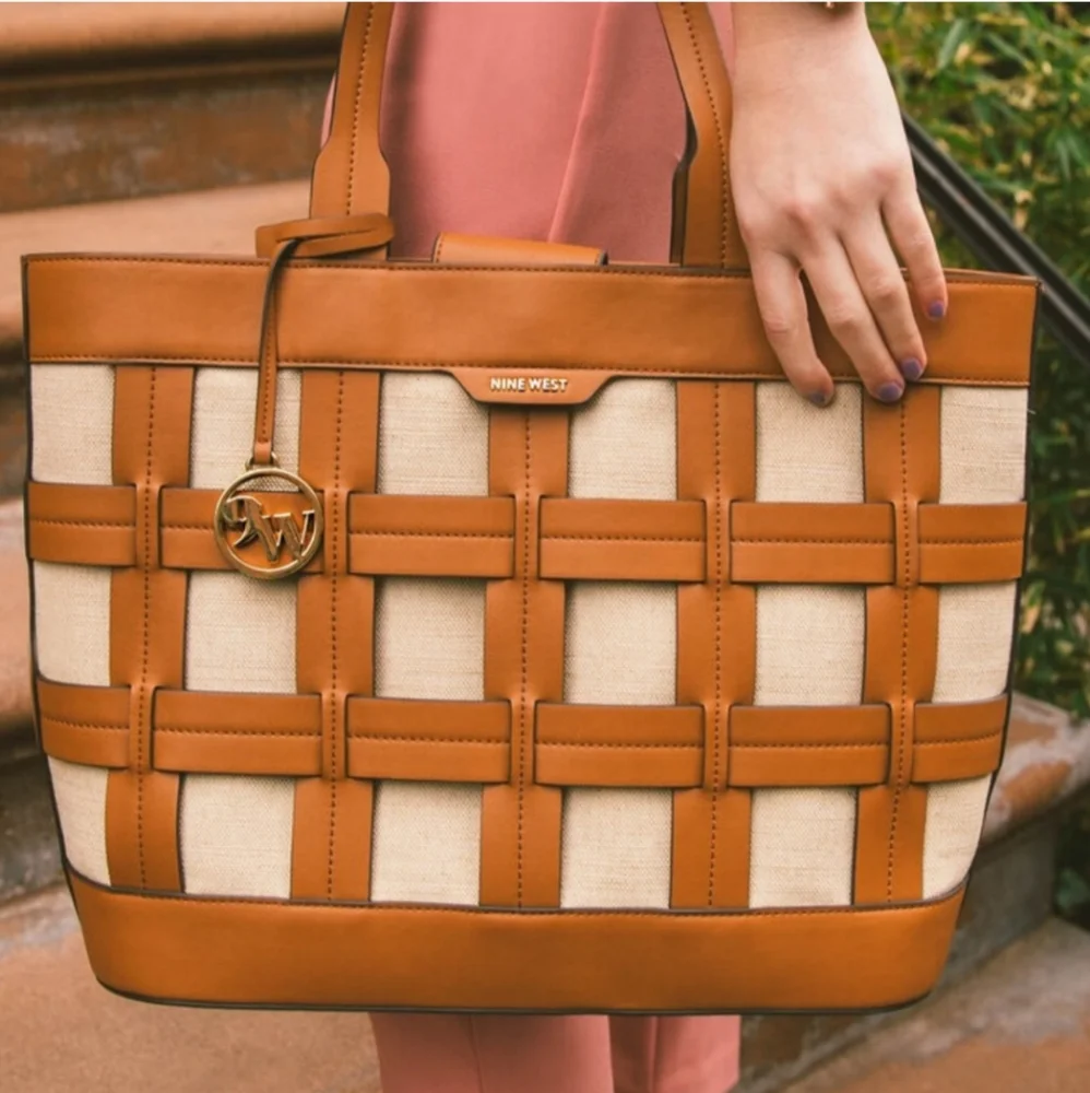 Nine West Tote Bag Vegan Sutton Place Caged